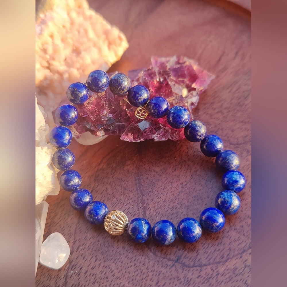 ✨SOLD✨✨ Sydney Evan 14k Ball Diamond Accent Lapis Bracelet ✨